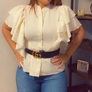 Women's Gracia Cream Ruffle Blouse